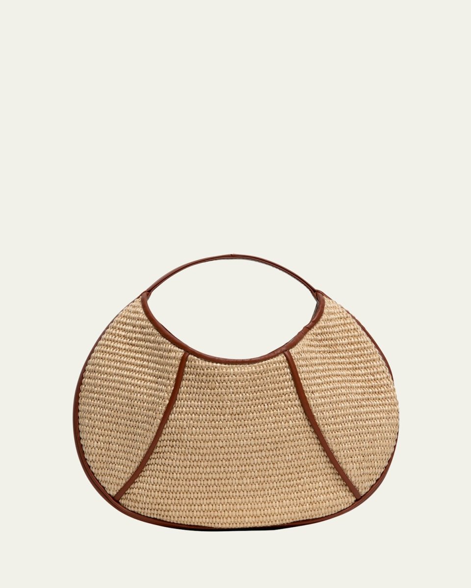 Cory Raffia & Leather Top-Handle Bag